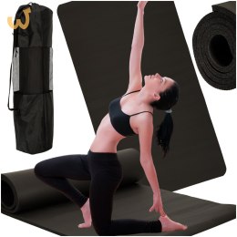 Mata fitness do ćwiczeń jogi gruba 185x83x1,5 cm czarna