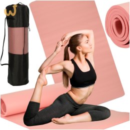 Mata fitness do ćwiczeń jogi gruba 185x83x1,5 cm różowa