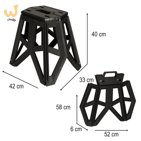 Taboret składany krzesełko turystyczne kempingowe przenośne 40 cm czarny Taboret składany krzesełko turystyczne kempingowe przenośne 40 cm czarny