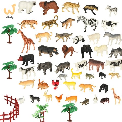 Figurki zwierzęta zoo zestaw do zabawy 59 el. Figurki zwierzęta zoo zestaw do zabawy 59 el.