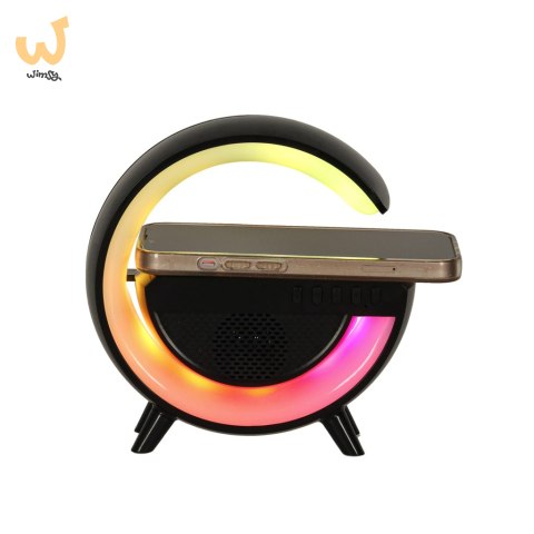 Lampka RGB ładowarka indukcyjna radio czarna Lampka RGB ładowarka indukcyjna radio czarna