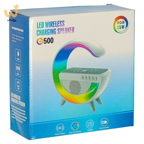 Lampka RGB ładowarka indukcyjna radio czarna Lampka RGB ładowarka indukcyjna radio czarna