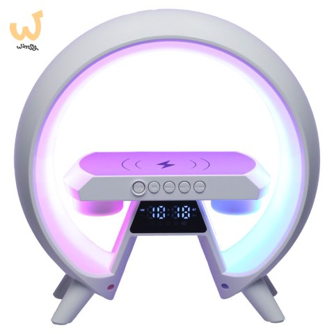 Lampka RGB z ładowarką indukcyjną z radiem biała Lampka RGB z ładowarką indukcyjną z radiem biała