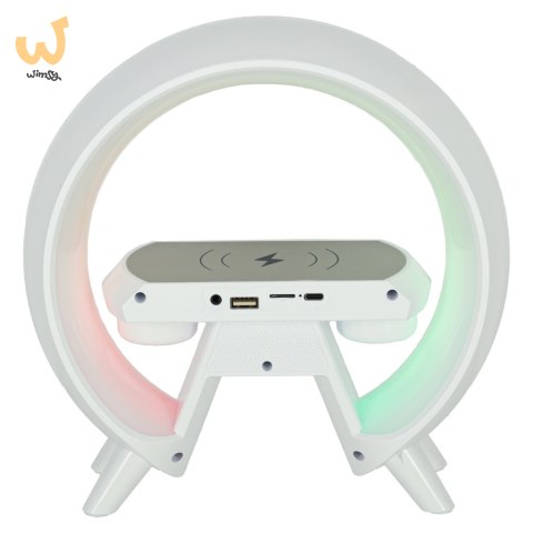 Lampka RGB z ładowarką indukcyjną z radiem biała Lampka RGB z ładowarką indukcyjną z radiem biała
