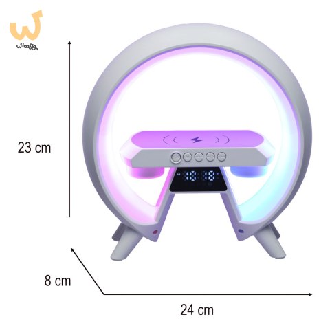 Lampka RGB z ładowarką indukcyjną z radiem biała Lampka RGB z ładowarką indukcyjną z radiem biała