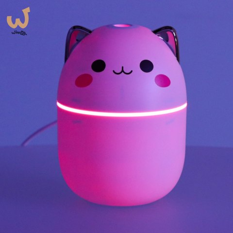 Nawilżacz powietrza dyfuzor do olejków kotek biały RGB Nawilżacz powietrza dyfuzor do olejków kotek biały RGB