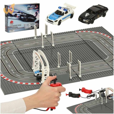 Tor samochodowy wyścigowy policyjny elektryczny + 2 auta klocki konstrukcyjne GD-01 Tor samochodowy wyścigowy policyjny elektryczny + 2 auta klocki konstrukcyjne GD-01