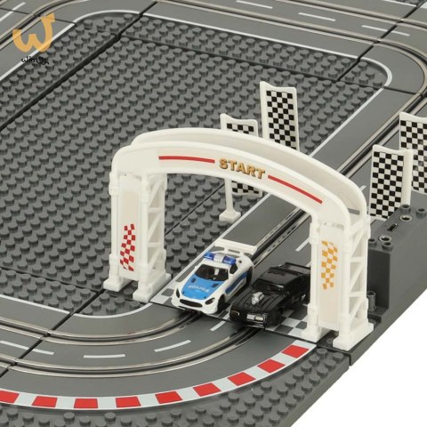 Tor samochodowy wyścigowy policyjny elektryczny + 2 auta klocki konstrukcyjne GD-01 Tor samochodowy wyścigowy policyjny elektryczny + 2 auta klocki konstrukcyjne GD-01