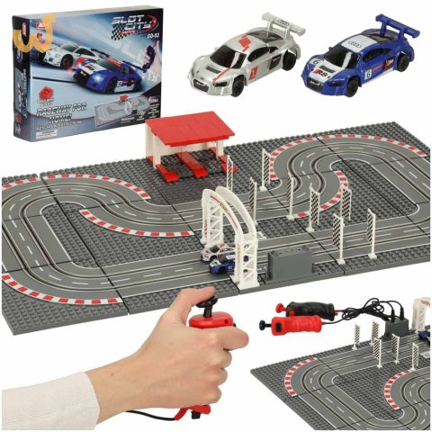 Tor samochodowy wyścigowy policyjny elektryczny + 2 auta klocki konstrukcyjne GD-02 Tor samochodowy wyścigowy policyjny elektryczny + 2 auta klocki konstrukcyjne GD-02