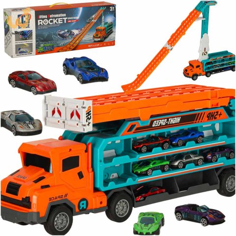 Tor wyścigowy samochodowy laweta transporter 6 el. pomarańczowy Tor wyścigowy samochodowy laweta transporter 6 el. pomarańczowy