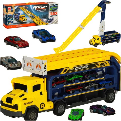 Tor wyścigowy samochodowy laweta transporter 6 el. żółty