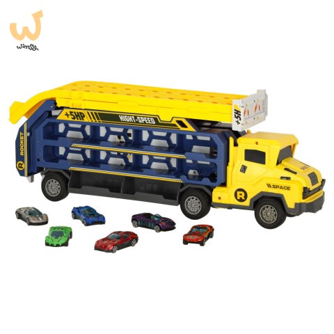 Tor wyścigowy samochodowy laweta transporter 6 el. żółty Tor wyścigowy samochodowy laweta transporter 6 el. żółty