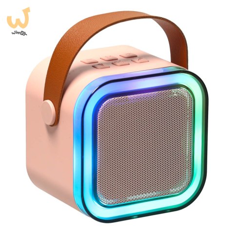 Zestaw do karaoke 2 mikrofony + głośnik przenośny BLUETOOTH USB LED różowy Zestaw do karaoke 2 mikrofony + głośnik przenośny BLUETOOTH USB LED różowy