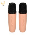 Zestaw do karaoke 2 mikrofony + głośnik przenośny BLUETOOTH USB LED różowy