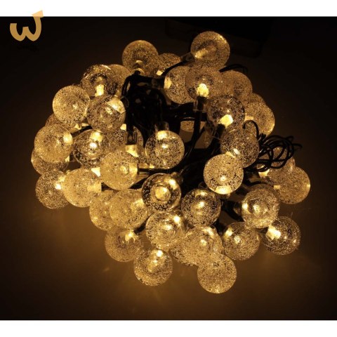 Lampki ogrodowe solarne kulki 7m 50LED ciepły biały Lampki ogrodowe solarne kulki 7m 50LED ciepły biały