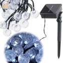 Lampki ogrodowe solarne kulki 7m 50LED zimny biały