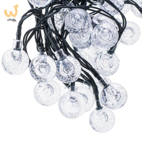 Lampki ogrodowe solarne kulki 7m 50LED zimny biały Lampki ogrodowe solarne kulki 7m 50LED zimny biały