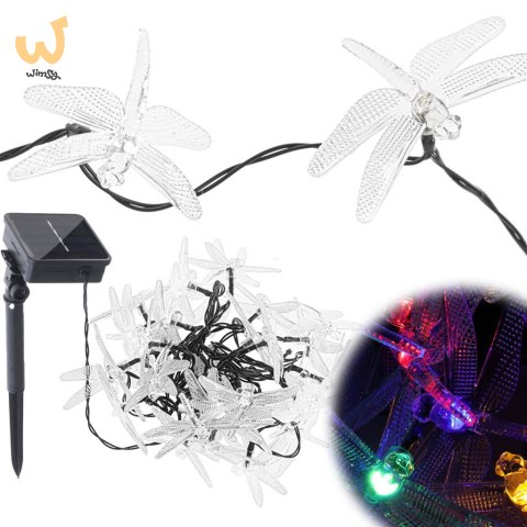Lampki ogrodowe solarne ważki 6,5m 30LED multikolor Lampki ogrodowe solarne ważki 6,5m 30LED multikolor