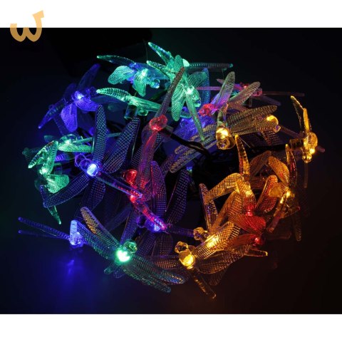 Lampki ogrodowe solarne ważki 6,5m 30LED multikolor Lampki ogrodowe solarne ważki 6,5m 30LED multikolor