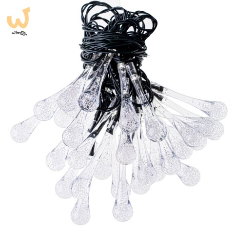 Lampki solarne ogrodowe łezki 6,5m 30LED zimny biały Lampki solarne ogrodowe łezki 6,5m 30LED zimny biały