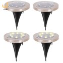 Lampy solarne gruntowe najazdowe ogrodowe 8LED 4szt. ciepły biały