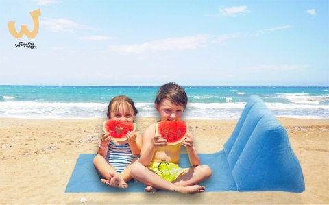 Mata plażowa leżak plażowy z oparciem dmuchany błękitny Mata plażowa leżak plażowy z oparciem dmuchany błękitny