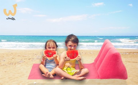 Mata plażowa leżak plażowy z oparciem dmuchany różowy Mata plażowa leżak plażowy z oparciem dmuchany różowy