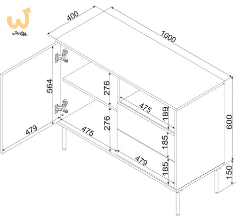 Komoda 1D2S TRESSE 100x40x75 kaszmir mat Komoda 1D2S TRESSE 100x40x75 kaszmir mat