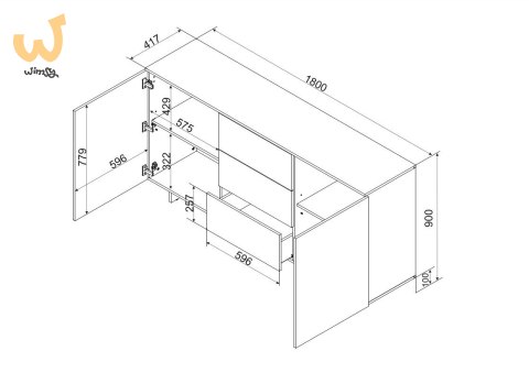 Komoda 2D3S ALMA 180x41,5xH90 kaszmir Komoda 2D3S ALMA 180x41,5xH90 kaszmir