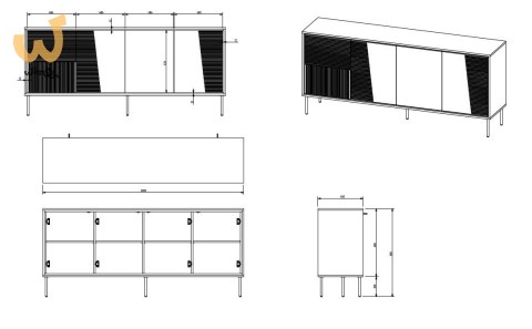 Komoda 4D ABI 200x45x88 kaszmir mat Komoda 4D ABI 200x45x88 kaszmir mat
