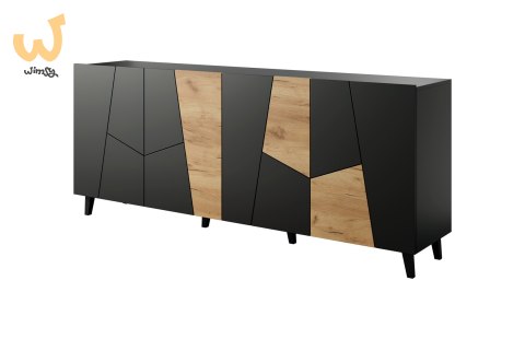 Komoda ETNA 200x42x82 czarny mat + dąb craft Komoda ETNA 200x42x82 czarny mat + dąb craft