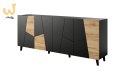Komoda ETNA 200x42x82 czarny mat + dąb craft