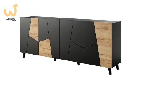 Komoda ETNA 200x42x82 czarny mat + dąb craft Komoda ETNA 200x42x82 czarny mat + dąb craft