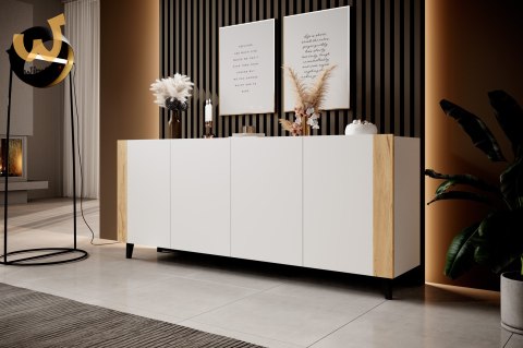 Komoda FARO 200x42x82 biały mat + dąb craft Komoda FARO 200x42x82 biały mat + dąb craft