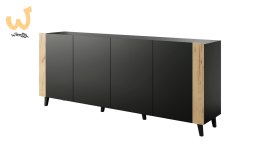 Komoda FARO 200x42x82 czarny mat + dąb craft