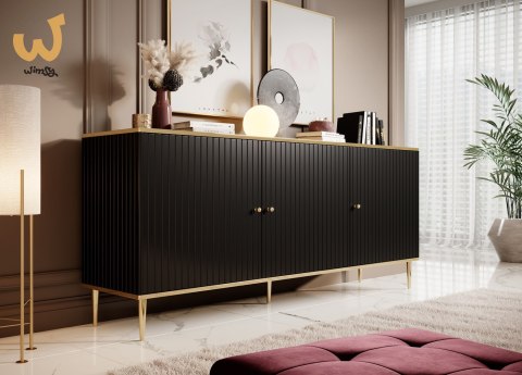 Komoda GLAMOUR 180x40x75,5 czarny mat + złoty Komoda GLAMOUR 180x40x75,5 czarny mat + złoty