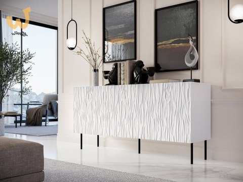 Komoda JUNGLE 152x40,5x74,5 biały mat + czarne nóżki Komoda JUNGLE 152x40,5x74,5 biały mat + czarne nóżki