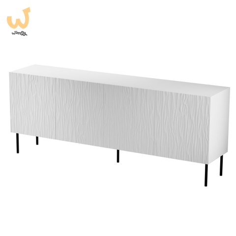 Komoda JUNGLE 190x40,5x74,5 biały mat + czarne nóżki Komoda JUNGLE 190x40,5x74,5 biały mat + czarne nóżki