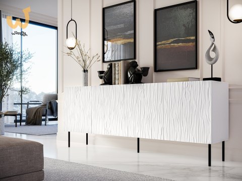 Komoda JUNGLE 190x40,5x74,5 biały mat + czarne nóżki Komoda JUNGLE 190x40,5x74,5 biały mat + czarne nóżki