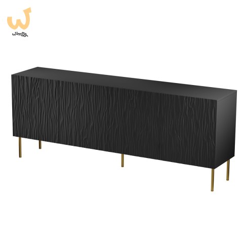Komoda JUNGLE 190x40,5x74,5 czarny mat + złote nóżki Komoda JUNGLE 190x40,5x74,5 czarny mat + złote nóżki