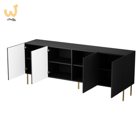 Komoda JUNGLE 190x40,5x74,5 czarny mat + złote nóżki Komoda JUNGLE 190x40,5x74,5 czarny mat + złote nóżki