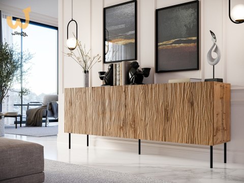 Komoda JUNGLE 190x40,5x74,5 dąb wotan + czarne nóżki Komoda JUNGLE 190x40,5x74,5 dąb wotan + czarne nóżki