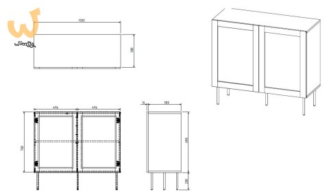 Komoda JUTA 2D 100x39,5x90 czarny + linol calabria Komoda JUTA 2D 100x39,5x90 czarny + linol calabria
