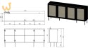Komoda JUTA 4D 202x39,5x85 czarny + linol calabria