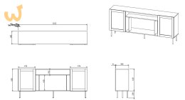 Komoda JUTA EF + kominek elektryczny 202x39,5x85 czarny + linol calabria