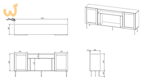 Komoda JUTA EF + kominek elektryczny 202x39,5x85 czarny + linol calabria Komoda JUTA EF + kominek elektryczny 202x39,5x85 czarny + linol calabria
