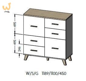 Komoda LOTTA 110 2D4S wotan + czarny mat Komoda LOTTA 110 2D4S wotan + czarny mat