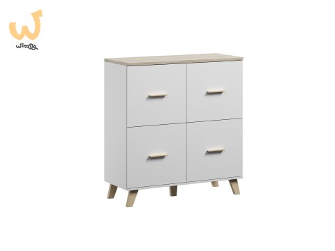 Komoda LOTTA 110 4D biały+ dąb sonoma Komoda LOTTA 110 4D biały+ dąb sonoma