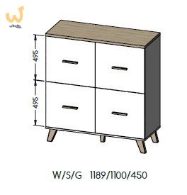 Komoda LOTTA 110 4D biały+ dąb sonoma Komoda LOTTA 110 4D biały+ dąb sonoma