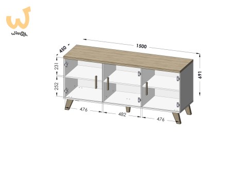 Komoda LOTTA 150 3D biały+ dąb sonoma Komoda LOTTA 150 3D biały+ dąb sonoma